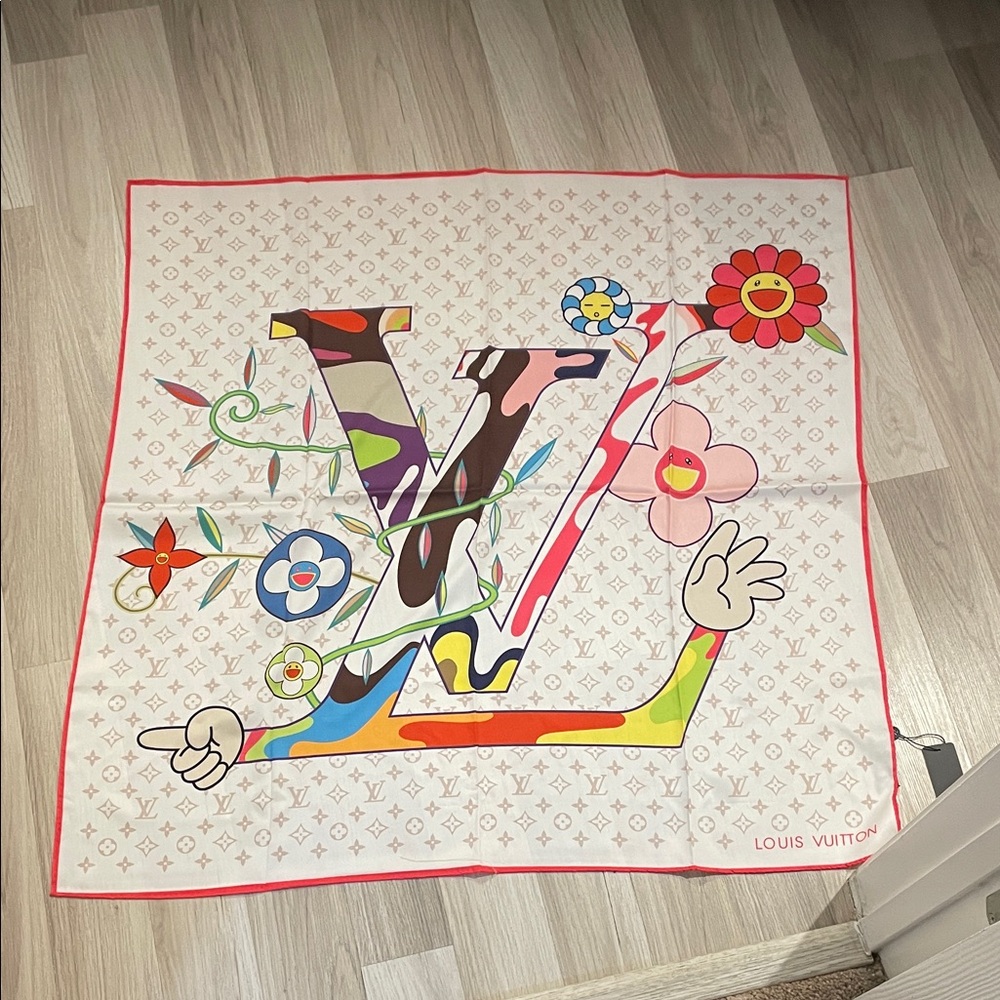 Louis Vuitton Authentic Colorful Floral Silk Scarf - Picture 2 of 6